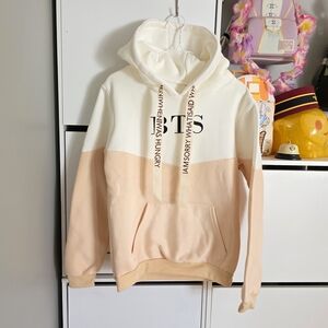 BTS Colorblock Cream & Peach Hoodie